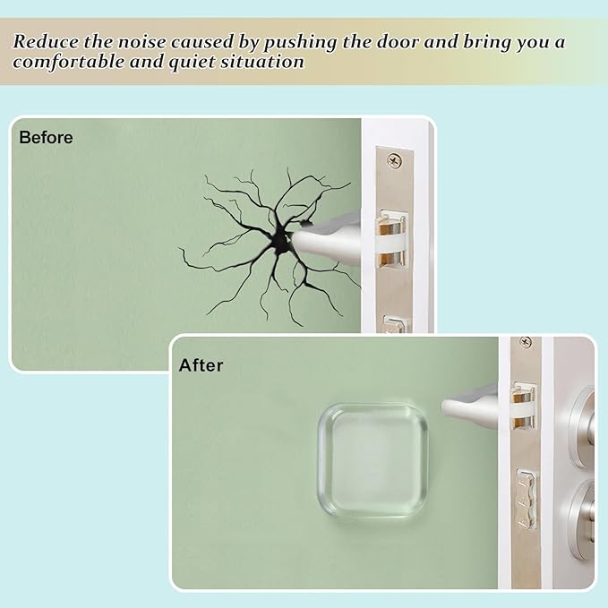 Door Stopper Clear Rubber Door Stops Wall Protector, Transparent Self Adhesive Door Handle Knob Wall Shield Bumper Guard for Bathroom,Kitchen, Tables, Wall Fridge Cabinet Headboard 12 Pack (Clear)
