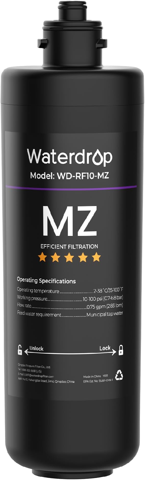 [Remineralization] Waterdrop RF10-MZ Water Filter Replacement for Waterdrop 10UB-MZ/10UA/10UB Under Sink Water Filter, 11K Gallons High Capacity