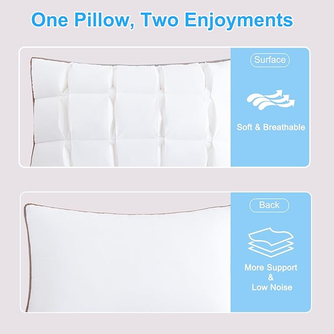 YOUR MOON Soft Pillow Standard for Sleeping, Super Soft Support Down Alternative Pillow, 100% Cotton Shell Luxury Comfy Fluffy Bed Pillows for Sleep(White)