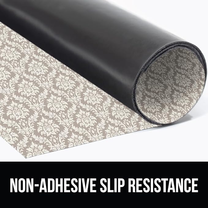 GORILLA GRIP LeakGuard Non-Adhesive Under Sink Mat for Kitchen Cabinet, 24x40, Waterproof Quick Dry Shelf Liner, Durable Absorbent Felt Mats for Bathroom Sinks, Cabinets, Dresser, Damask Taupe Cream
