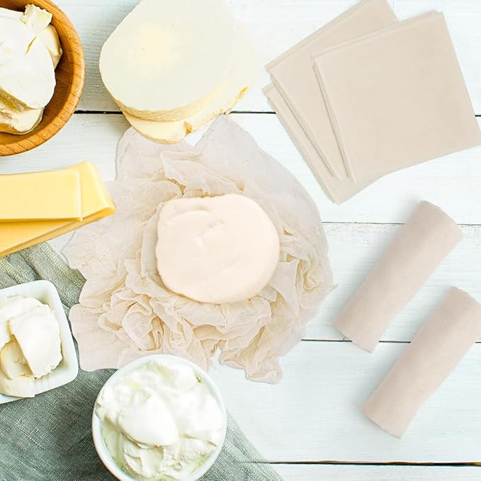 [12 PCS] Reusable Cheese Cloths, 20x20 Inch, 100 Percent Unbleached pure Cotton Cheese Cloth for Straining, 100 Grade Cheesecloth Hemmed Edges for Cooking, Baking, Juicing