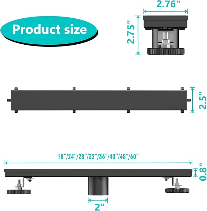 Neodrain 36 in Matte Black Linear Shower Drain with 2-in-1 Flat & Tile Insert Cover, 304 Stainless Steel Rectangle Shower Floor Drain, Bathroom Shower Drain