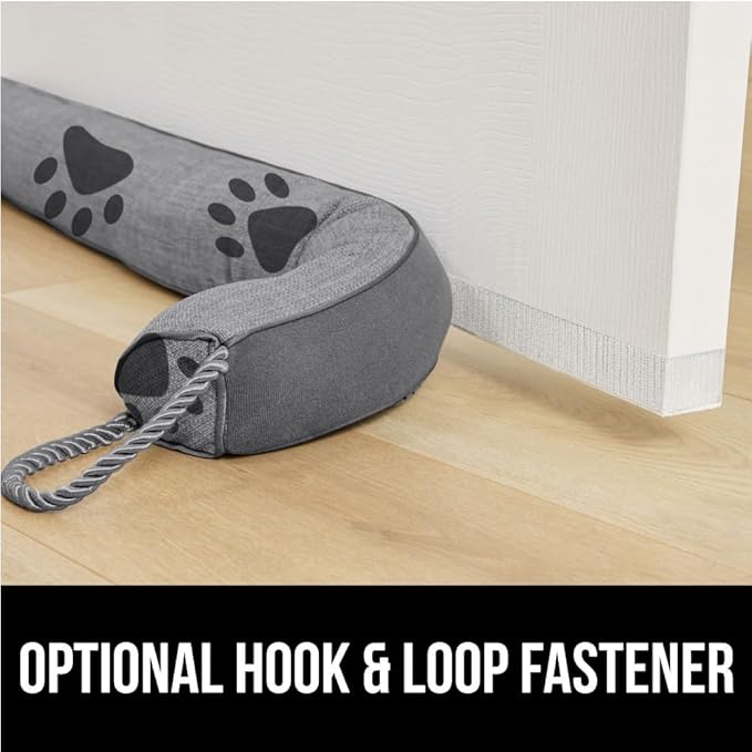 GORILLA GRIP Door Draft Stopper for Bottom of Doors, Sweep Weather Stripping Seal Noise, Cold Air Blocker, Soundproofing, Warmth Sealer, Easy Install Gap Filler, Home Essentials, 34 Inch, Paw Prints