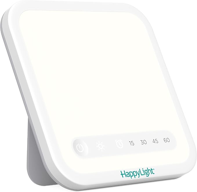 Verilux HappyLight Mini - Portable & Compact Light Therapy Lamp with 10,000 Lux, UV-Free, LED Light with Adjustable Brightness - Boost Mood, Enhance Sleep, & Focus - Small Sun Lamp for Winter Blues