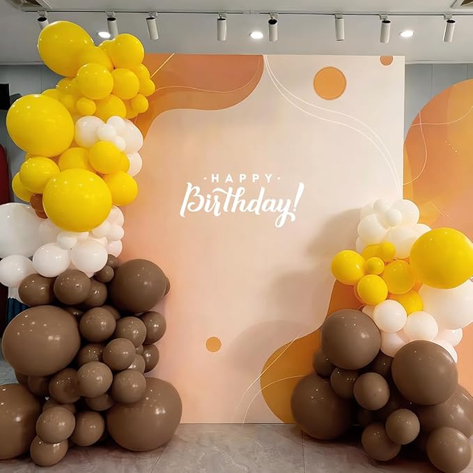 MEBAY Yellow Brown White Balloon Garland Arch Kit, 155Pcs Latex Balloons Different Size 18 12 10 5 inch for Birthday Wedding Party Baby Shower Bridal Shower Decoration