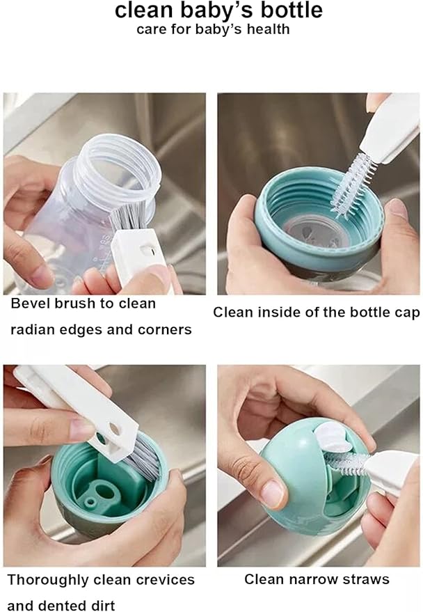 Tiny Cleaning Brush-Mini Multi-Functional Crevice Cleaning Brush, Water Bottle Cleaning Tools for Bottle Cup,Nursing Bottle Cup-1 Pack (Black)…