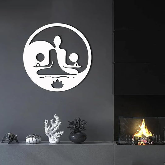 Metal Wall Decor-Metal Buddha Wall Decor, Metal Zen Wall Art, Yin Yang Wall Art, Buddha Wall Art, Meditation Wall Decor, Spiritual Wall Decor, Zen Wall Art, Yoga Room Wall Decor (White, 35x35in|90x90cm)