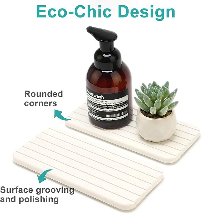 Diatomaceous Earth Dish Drying Mat for Bathroom Sink Tray Kitchen Counter Soap Dish White Diatomite Stone Sink Trays Absorbent Coasters Water Absorbing Stone Quick Drying Tray Kitchen Sink Accessories