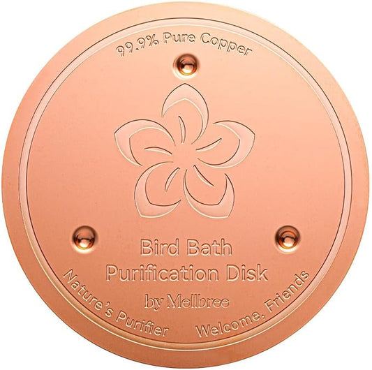 Mellbree Bird Bath Copper Disc, 0.6mm 99.99% Pure Copper for Natural All-Weather Water Care, Compatible with Most Outdoor Birdbaths, Bowls, Heaters & Solar Units (Flower)