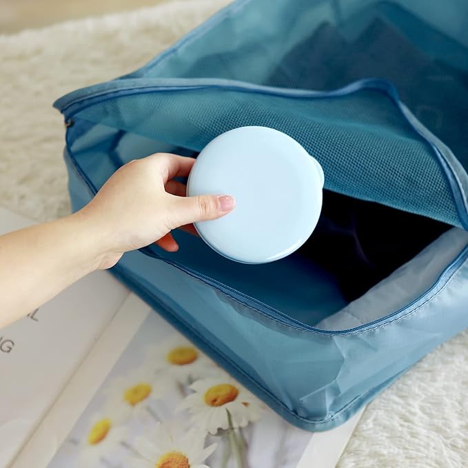 Plastic Travel Soap Container, 2Pcs Portable Soap case for Shampoo Bar Round Soap Holder with Leak-Proof Lid for Bathroom Shower Gym (Blue)