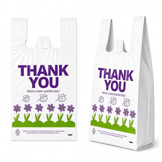 YoYoRain 800 Pack Purple T-Shirt Bags, 11"x6"x21" Plastic Carry Bags with Handles for Retail & Grocery Use
