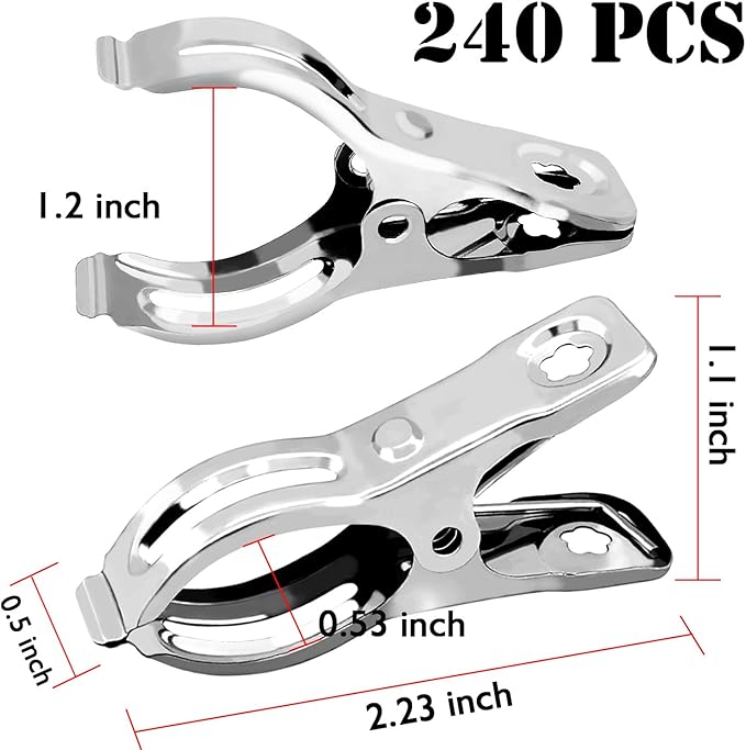 BESTEEL Upgraded 240 PCS Garden Clips, Greenhouse Clamps 100% Stainless Steel Heavy Duty Greenhouse Clips for Netting - Strong Grip to Hold Down Shade Cloth or Plant Cover on Garden Greenhouse Hoops