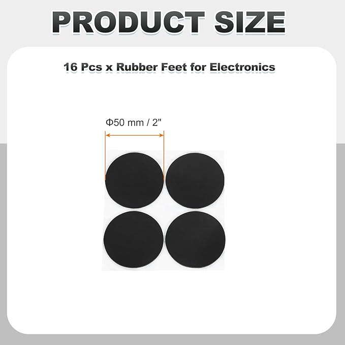 PATIKIL Non Slip Furniture Pads 2" (50mm x 2mm), 16 Pcs Adhesive Backed Round Rubber Feet Anti-Scratch Rubber Furniture Grippers for Hardwood Floor Electronics Bed Drawers DIY