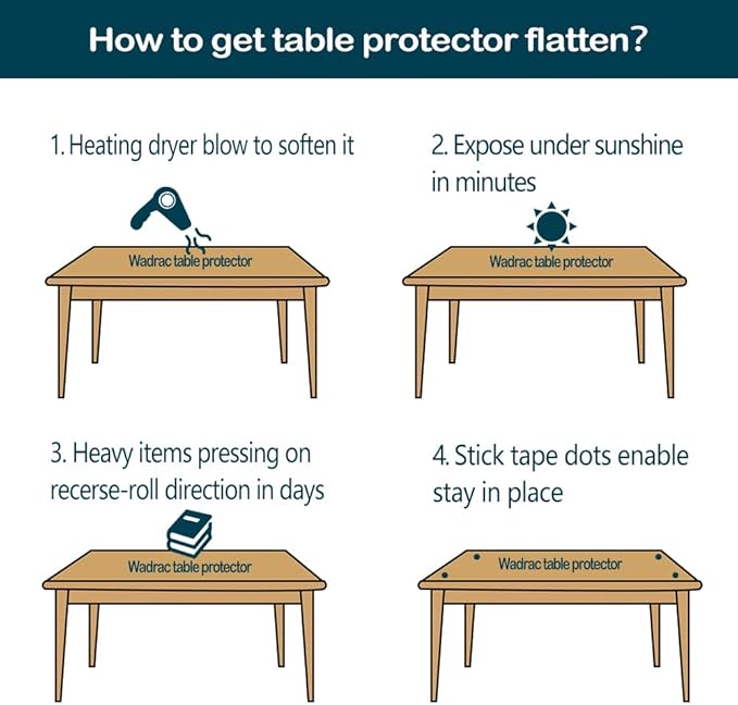Clear Plastic Table Protector Tablecloth Cover PVC Vinyl Rectangle Large Marble Glass Coffee Table Protector Wooden Furniture Conference Tabletop Topper Protection Pad Wipeable Waterproof Mat 36x108