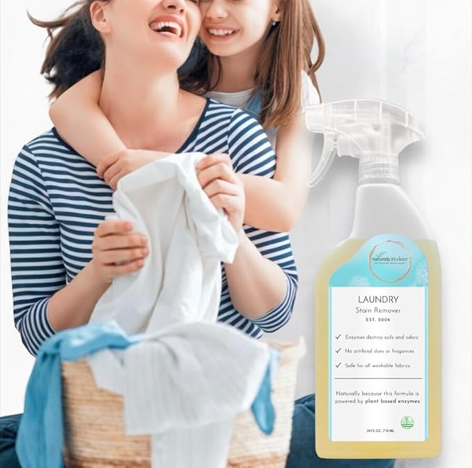 naturally It's clean Enzymatic Laundry Stain Remover Spray RTU 24 oz Bottles x 2 Pack