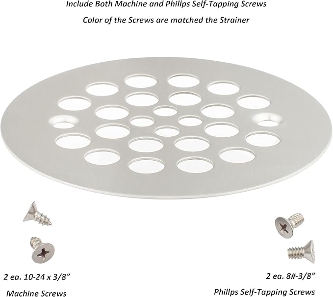 Artiwell 4-1/4" Shower Strainer Drain Trim Set, Screw-in Shower Strainer Drain Cover, Plastic-Oddities Style Replacement Strainer Grid, Machine & Self-Tapping Screws Included (Brushed Nickel)