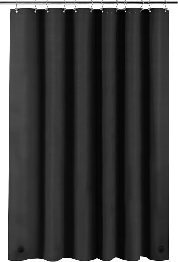 Barossa Design Black Long Shower Curtain Liner 78" Height - 3 Magnets & Waterproof Lightweight PEVA Shower Liner for Bath Tub, PVC Free, Metal Grommets, Black, 72x78