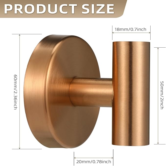Suction Cup Hooks for Shower - Bathroom Reusable Hooks for Towels, Robes & Loofah - No-Drill Mounting on Kitchen, Walls, Metal, Glass, Mirrors, Tile & Smooth Non-Porous Surfaces (2, Champagne Bronze)
