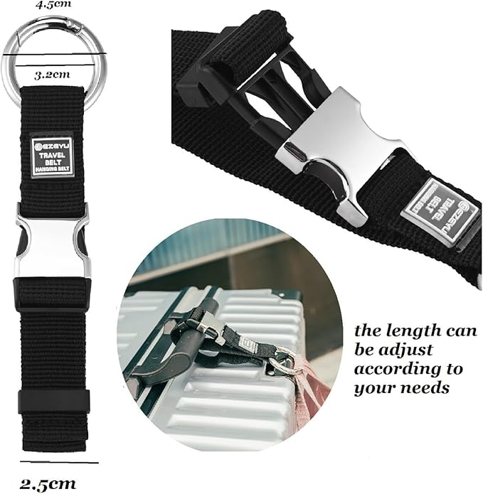 2PCS Add a Bag Luggage Strap Jacket Gripper, Heavy Duty Luggage Straps Carry-on Baggage Suitcase Straps Belts Travel Accessories,Carry Your Extra Bags(Black)