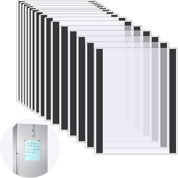 15 Pcs 8 1/2'' x 11'' Rigid Magnetic Sign Holder Magnetic Frames Clear Plastic Paper Holder with Magnet Borders Magnetic Document Holder (15Pcs)