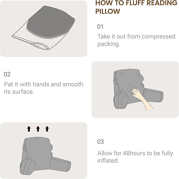 Portable Comfy Reading Pillows for Bed Sitting Up(Pale Green Oeko-Tex), Velvet Back Pillow with Arms & Pockets for Adults, Support Memory Foam Bed Pillow for Dorm/Reading/Watching/Gaming