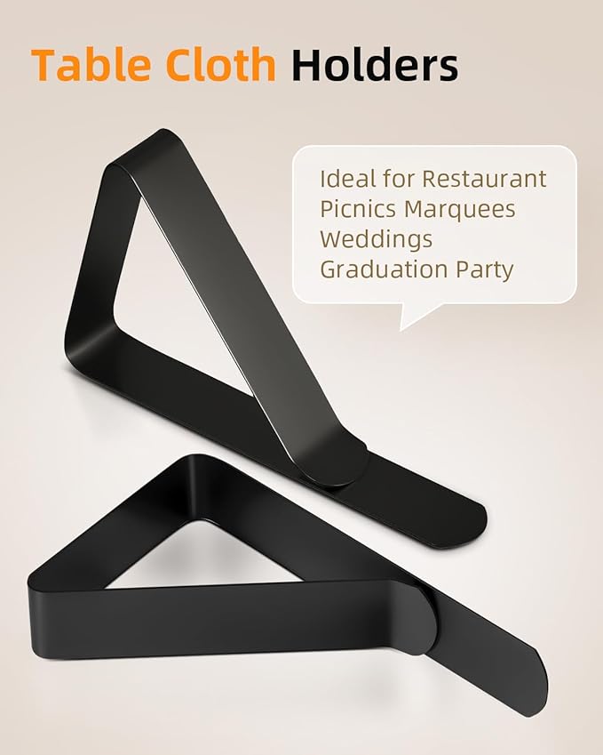 12 Pack Tablecloth Clips - Heavy Duty Picnic Table Clips, Stainless Steel Tablecloth Cover Clamps, Tablecloth Holders Ideal for Restaurant Parties