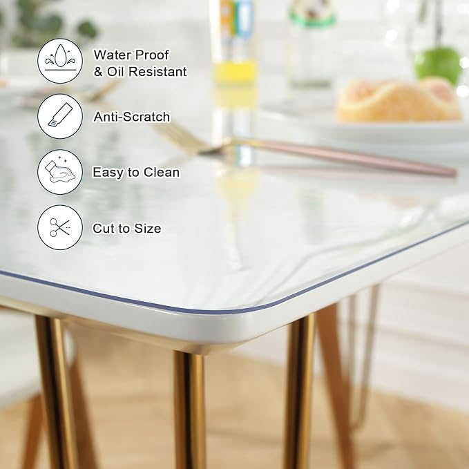 LovePads Clear Desk Mat 30 x 54 Inch, 1.5mm Thick Clear Table Protector, Waterproof Plastic Table Cover Protector, PVC Desk Protector Mat, Vinyl Desk Cover for Desktop, Coffee & Dining Table