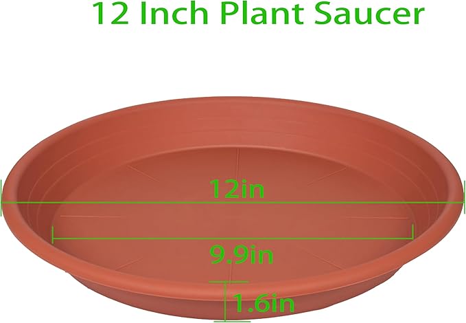 Grjoprt 2 Pack of Plant Saucer 12 inch, 12 inch Plastic Plant Drip Trays, Heavy Duty Plant Trays for Indoors no Holes, Plant Water Tray for Planters (Terracotta)