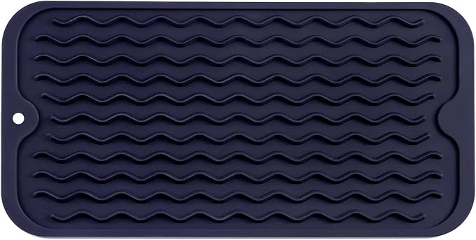MicoYang Silicone Dish Drying Mat for Multiple Usage,Easy clean,Eco-friendly,Heat-resistant Silicone Mat for Kitchen Counter or Sink,Refrigerator or Drawer Liner Navy Blue S 12 inches x 6 inches