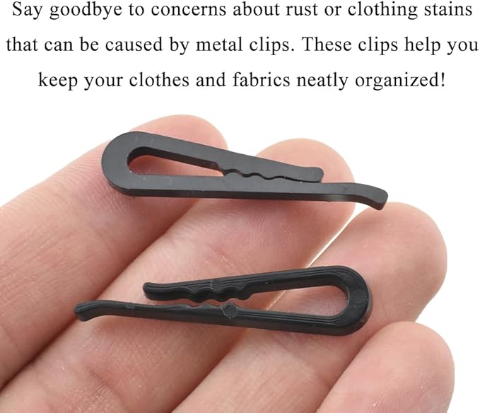 HAHIYO 1.5in/38mm 200Pcs Black Plastic U-Shape Alligator Clips - Fabric Clothespins for Sewing, Folding, Securing Fabric to Comic Board