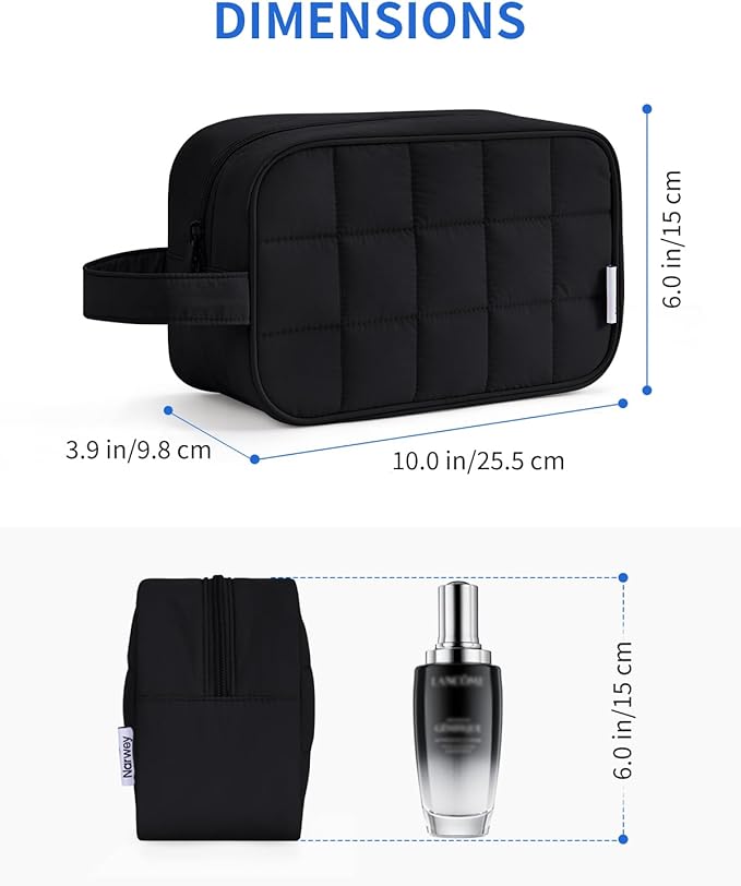 Narwey Puffy Travel Toiletry Bag for Traveling Women Girl, Travel Bag for Toiletries, Cute Travel Makeup Bag Organizer, Quilted Cosmetic Bag Make Up Skincare Medicine Bags