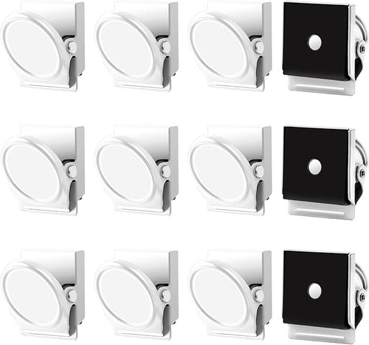 Grtard 12 Pack Magnetic Clip 1.8Inch, White Refrigerator Clip Magnets, Clip with Magnet, Heavy Duty Refrigerator Magnets, Magnet Clips for Whiteboard, Fridge, Note List, Photo Displays, Locker