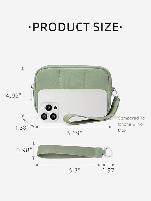 WESTBRONCO Puffer Wristlet Wallets for Women RFID Nylon Wallet with Zipper Quilted Purse for Travel Credit Card Holder Phone