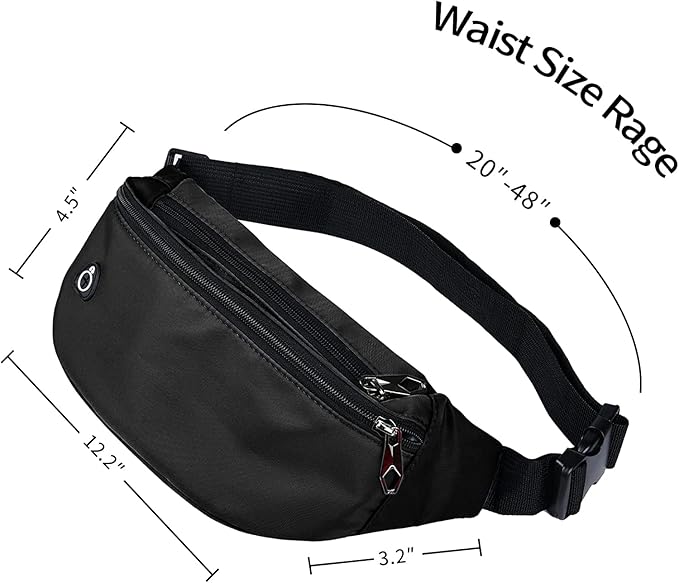 Fanny Packs for Men and Women, Waterproof Sports Waist Pack Bag for Travel Hiking Running Hands-free