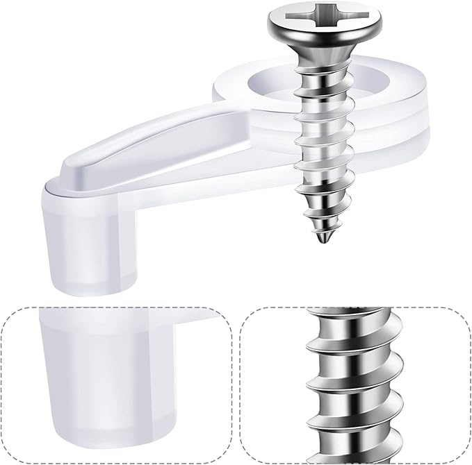 Blulu 20 Pack Mirror Holder Clips for 6 mm in (6/25) Glass Mirror Hanging Kit for Wall Mounting Hanging Retainer Fasteners with Screw and Anchors for Fixing Cabinet Door(Practical Style)