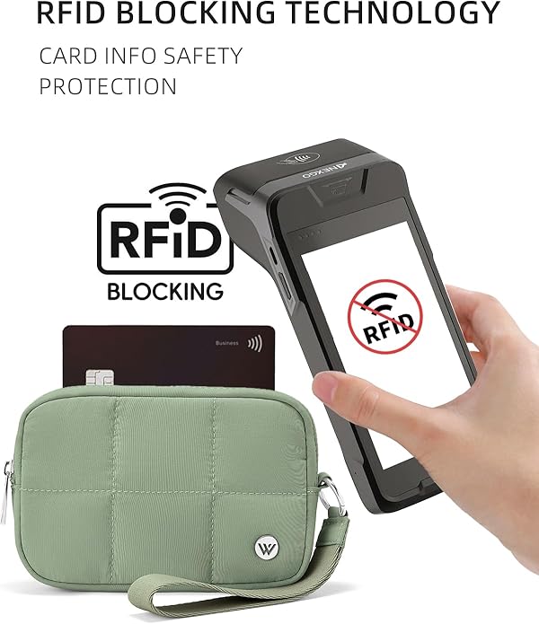 WESTBRONCO Puffer Wristlet Wallets for Women RFID Nylon Wallet with Zipper Quilted Purse for Travel Credit Card Holder Phone