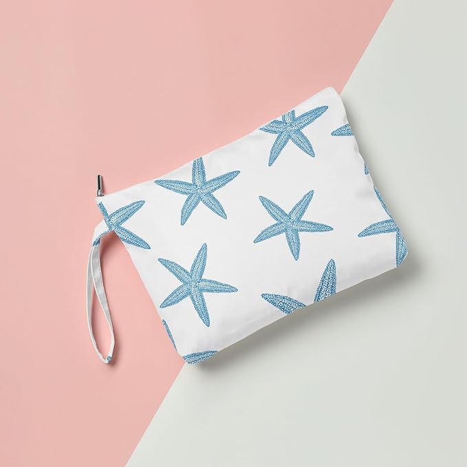 Fokongna Wet Bag, Travel Wet Dry Bag, Waterproof Beach Bags for Swimsuit, Beach, Pool, Diapers, Dirty Yoga/Gym Clothes, Zipper Pouch, for Women, Sisters, Friends, Ocean Sea Shells Makeup Bag