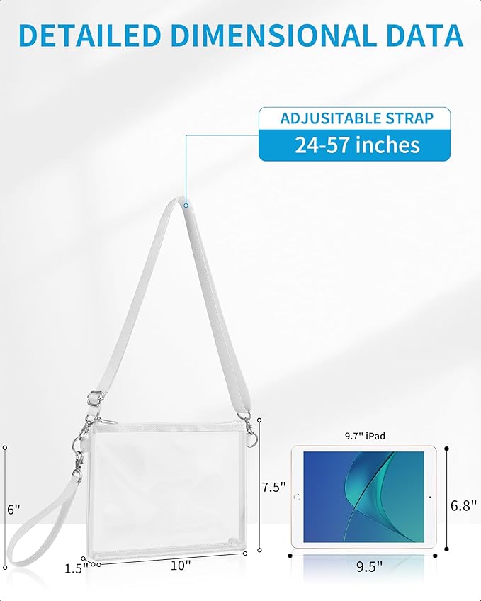 Bagenius Clear Bag for Stadium Events, Clear Purse with Detachable Strap, Sports fan Handbag Purses for Game Day and Concert