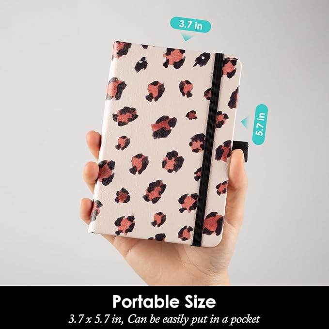 Small Journal Notebook, 3 Pack Mini Pocket Notepad with Pen, A6 (3.7" x 5.7") Leopard Cover Lined Notebook Journals for Women, 100GSM Paper, Prefect for Office Home School Supplies