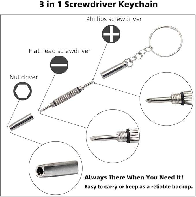 Eyeglass Repair Kit with Anti-Slip Glasses Nose Pad Replacement and Glasses Screws, Tool Kits for Sunglasses, Eyeglass Repair Kit with Eyeglass Screws and Nose Pads, Eyeglass Screwdriver Kits