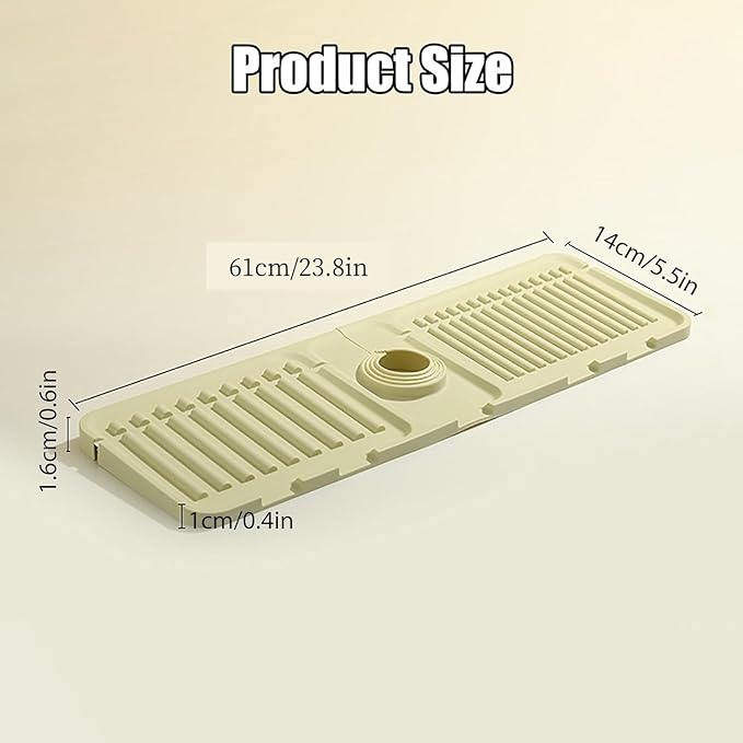 Folding Faucet Mat for Kitchen Sink Upgraded Premium Silicone Splash Guard with Fast Drying Properties Protective Sink Tray Ideal for Stone Sinks in Kitchen & Bathroom (Black, 23.8"x5.5")