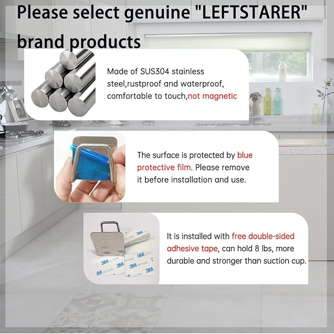 LEFTSTARER 4 Pack Sink Sponge Holder for Kitchen Sink Premium SUS304 Stainless Steel Rustproof Waterproof Quick Drying Small Strong Adhesive Sponge Holder (4)