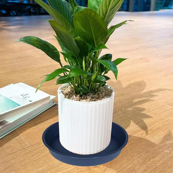 Bleuhome 4 Pack of 16 inch Plant Saucer, Heavy Duty Round Plant Trays for Pots, Bird Bath Bowls, Plastic Plant Water Tray, Flower Plant Saucers for Indoors (16", Blue)