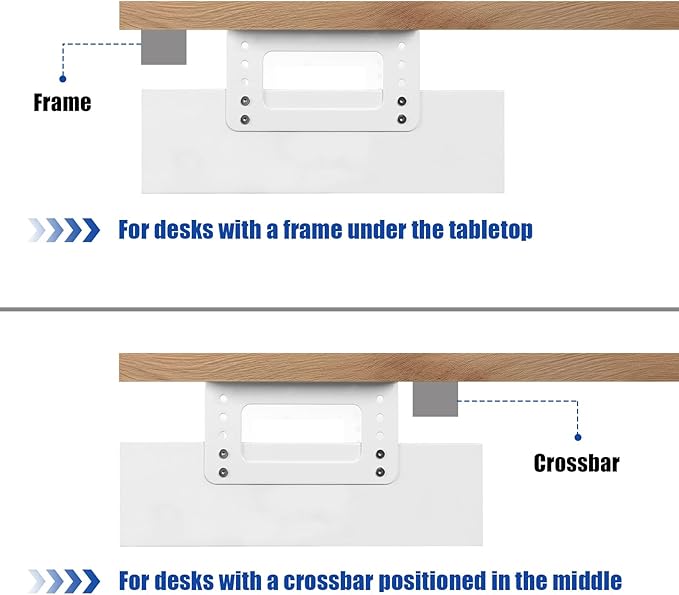 Under Desk Drawer Organizer Lockable, Metal Undermount Table Drawer Upgrade with Adjustable Brackets, Sliding Pull-Out Storage 17.3"x11.8"x5.4", White