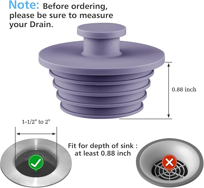 Bathtub Stopper 2pcs Sink Stopper Tub Plug Bathroom Shower Drain Plug Silicone Bathtub Drain Plug Tub Drain Stopper Washbasin Stopper