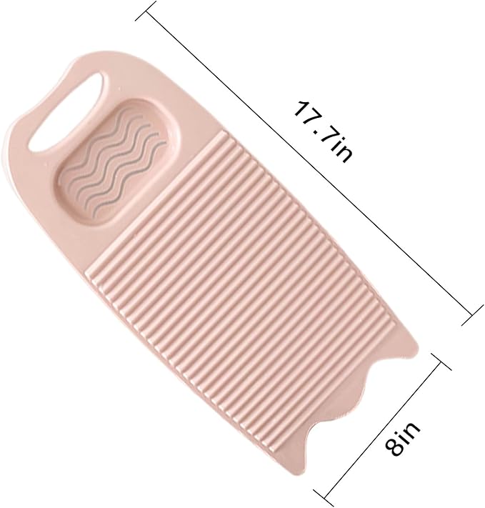 Wash Board, Washboard for Hand Washing Clothes, Plastics Laundry Scrub Board Household With Holder Portable (A-light pink)