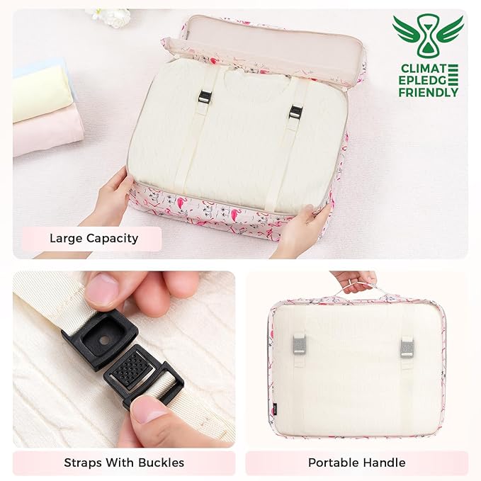 BAGAIL 8 Set Packing Cubes Luggage Packing Organizer Bags for Travel Accessories - Pink Flamingo