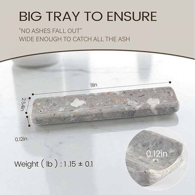 Koville Marble Incense Holder, Incense Holder for Sticks, Incense Sticks Holder Ash Catcher for Meditation Yoga SPA, Natural Stone Incense Burner, Home Table Decor (Grey)