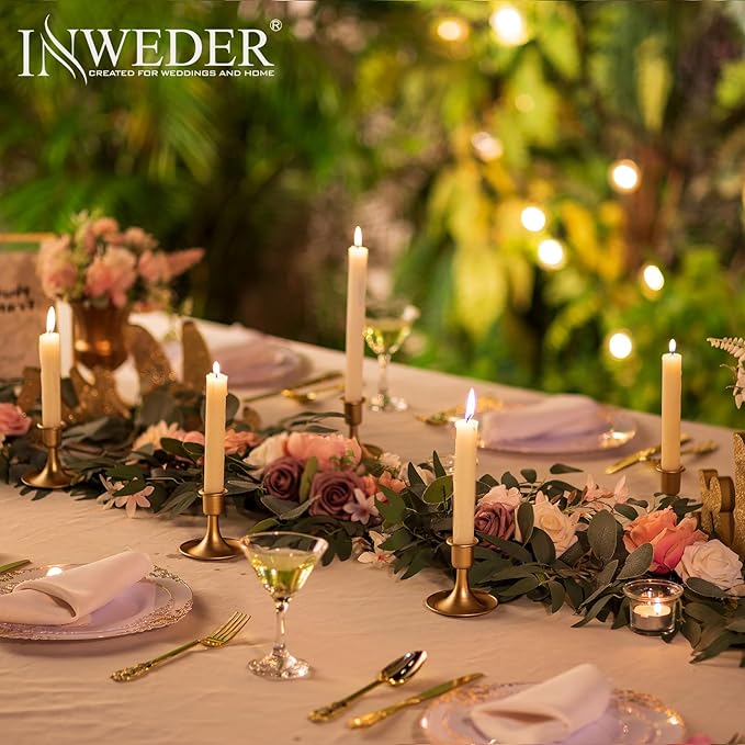 Gold Taper Candle Holder Vintage: Small Candle Sticks Holder Decor Brass Candlestick Holders for Home Dinning Table Wedding Centerpiece Holiday Party Chrismas Mantel Set of 2