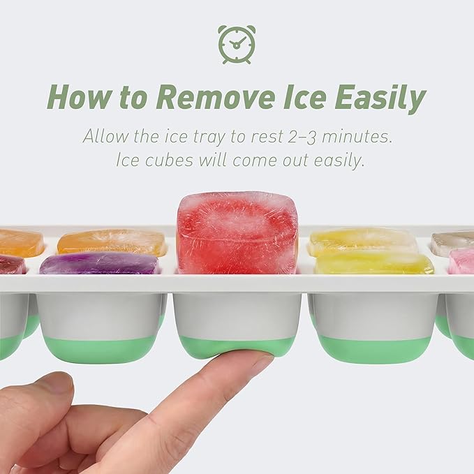Ice Cube Tray with Lid, 4 Packs 56 Cubes Durable Stackable Ice Cube Trays for Freezer with Removable Lids, Easy-Release Plastic & Silicone Ice Tray for Cocktail, Coffee